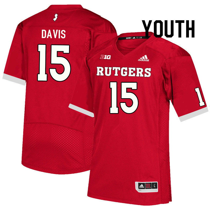 Youth #15 Carnell Davis Rutgers Scarlet Knights College Football Jerseys Sale-Scarlet - Click Image to Close
